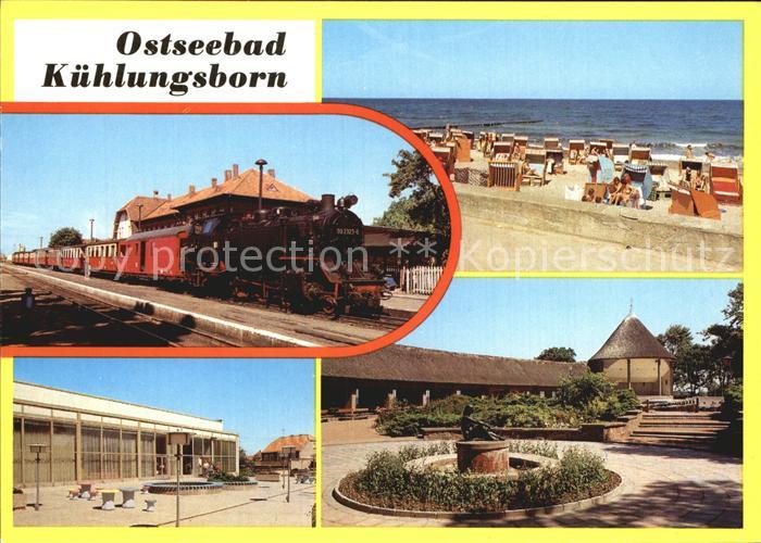 Kuehlungsborn Ostseebad Strand Molli Dampflok am Bahnhof
