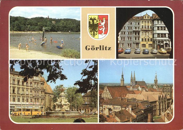 Goerlitz Sachsen Volksbad Haeuser der Zeile Blick vom Dicken Turm