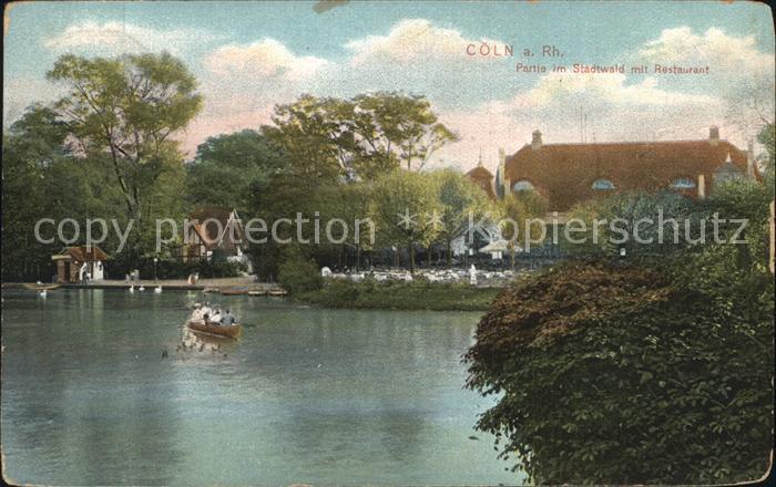 Coeln Rhein Partie im Stadtwald mit Restaurant