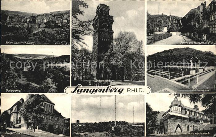 Langenberg Rheinland Frohnbergblick Bismarckturm Buergerhaus Dellbachtal Badeans