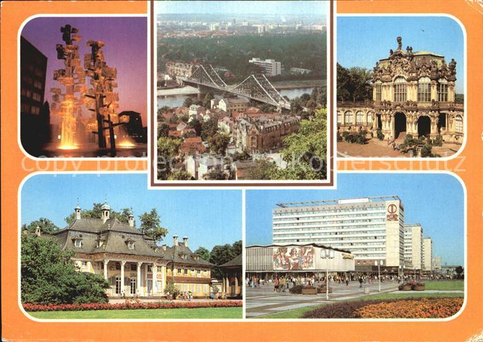 DRESDEN Elbe Glasbrunnen Pirnaischer Platz Blaues Wunder Zwinger Wallpavillon Pi
