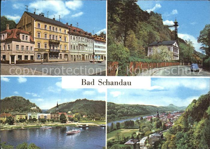 Bad Schandau Markt Personenaufzug zum OT Ostrau Elbansicht Panorama