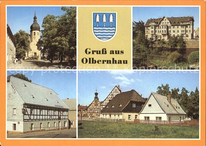 Olbernhau Erzgebirge Kirche Rathaus Gaststaette Wilder Mann Saigerhuette