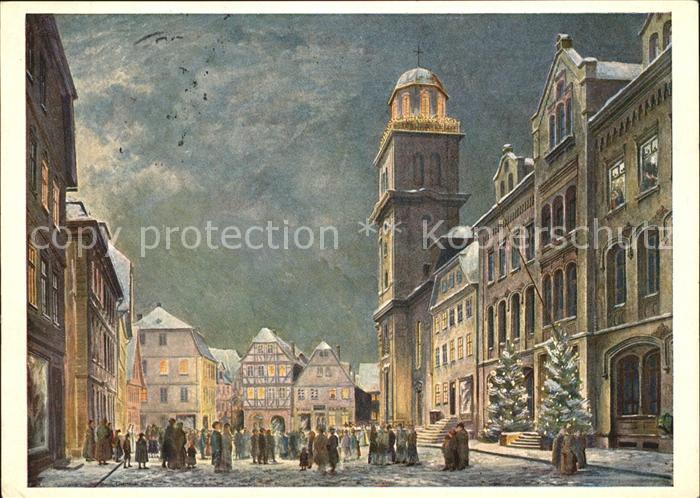 Lauterbach Hessen Ortsmotiv am Weihnachtsabend