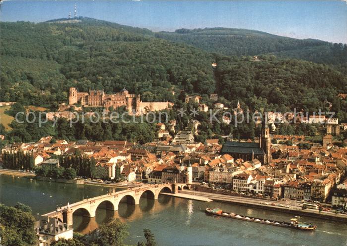Heidelberg Neckar Schloss Neckarbruecke Fliegeraufnahme