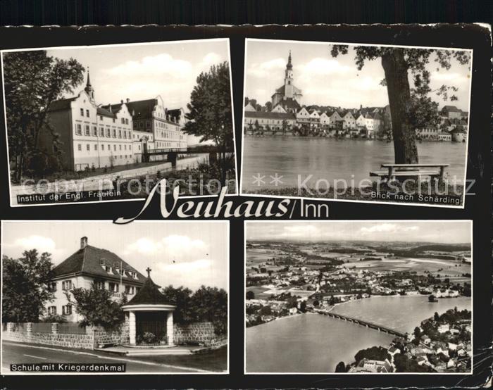Neuhaus Inn Institut der Engl Fraeulein Schaerding Schule mit Kriegerdenkmal Fli