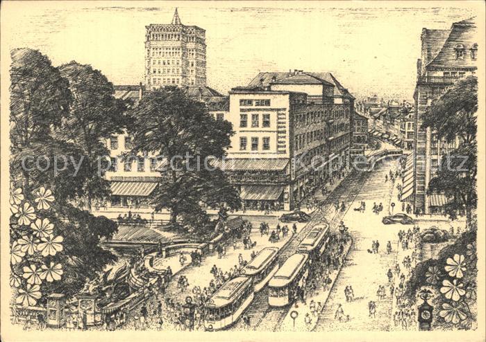 DuessELDORF  CITY Corneliusplatz Zeichnung