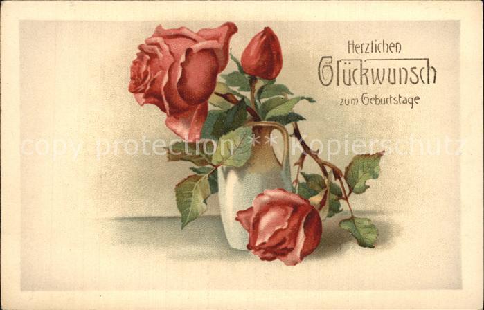Geburtstag Rosen Litho
