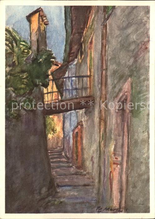 Kuenstlerkarte Fritz Meijer Strada con Porticello Gandria