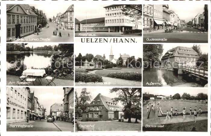 Uelzen Lueneburger Heide Rathaus Strassenpartie Kreishaus Aussenmuehle Ratsteich