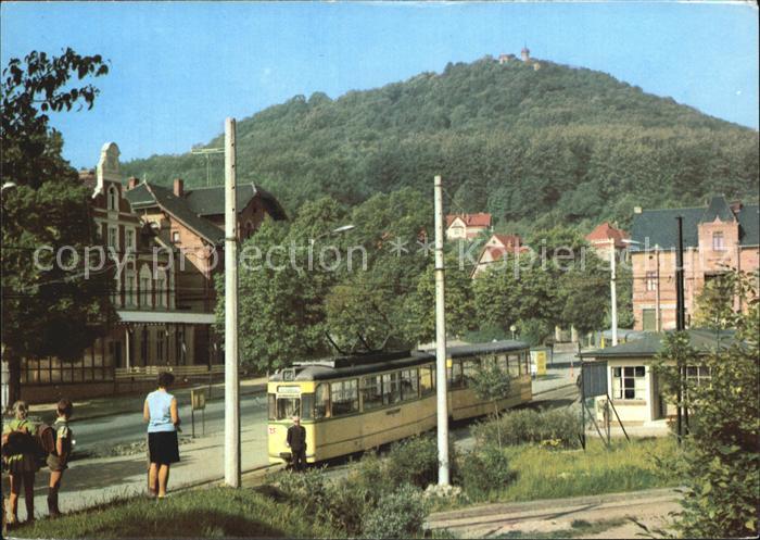 Goerlitz Sachsen Landeskrone mit HOG Burghof Burghotel Strassenbahn