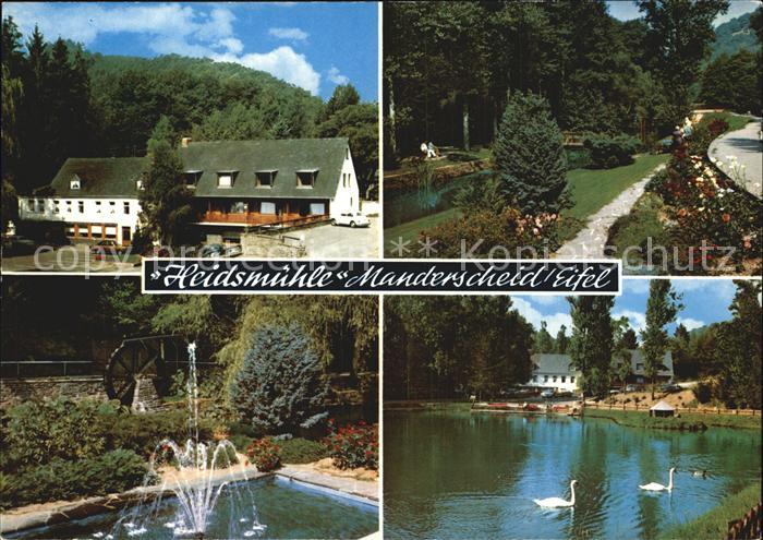 Manderscheid Eifel Hotel Restaurant Cafe Heidsmuehle Schwanenteich Park