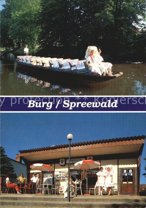 Burg Spreewald Kiosk Hafeneck Kahn Faehrmann Wasserstrasse Trachten