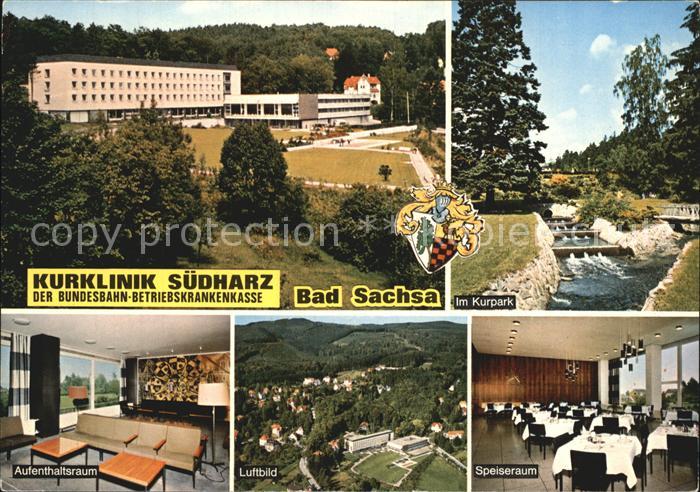 Bad Sachsa Harz Kurklinik Suedharz Kurpark Aufenthaltsraum Speiseraum Luftbild