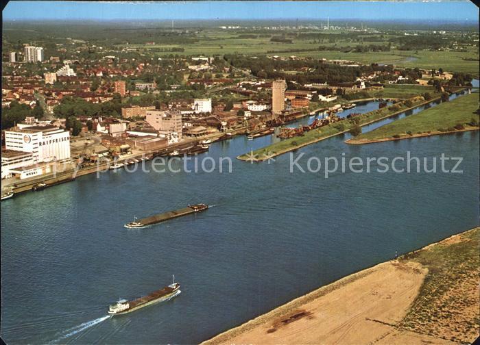 Wesel Rhein Muendung der Lippe in den Rhein Fliegeraufnahme