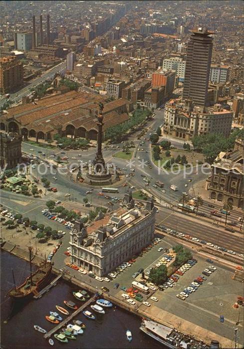 Barcelona Cataluna Colon Puerta de la Paz vista aerea