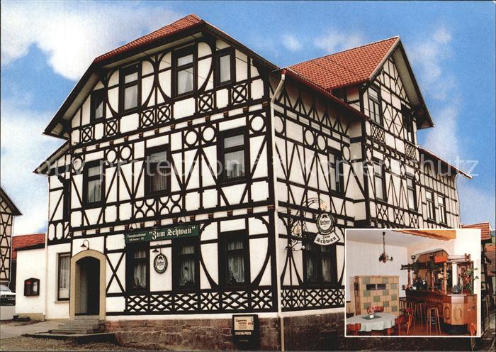 Schwallungen Speisegaststaette Zum Schwan Fachwerkhaus Wartburg Ansichtskartenve