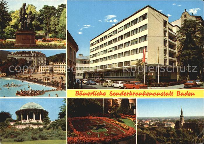 Baden Wien Baeuerliche Sonderkrankenanstalt Denkmal Skulptur Freibad Pavillon Pa