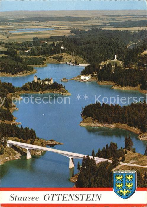 Ottenstein Rastenfeld Kamptalstausee mit Ruine Lichtenfels und Seerestaurant Fli