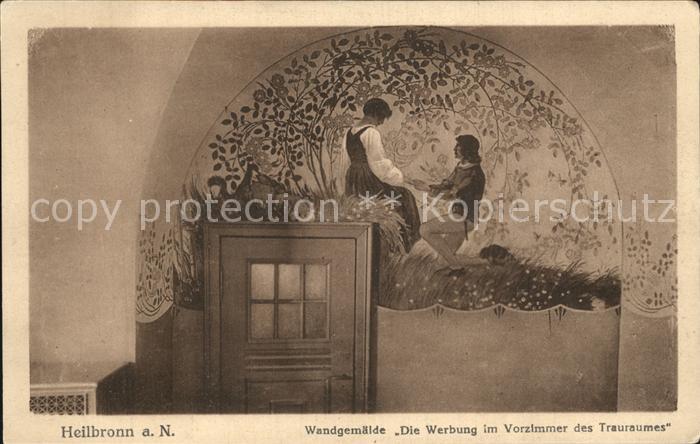 Heilbronn Neckar Wandgemaelde Die Werbung im Vorzimmer des Traumes