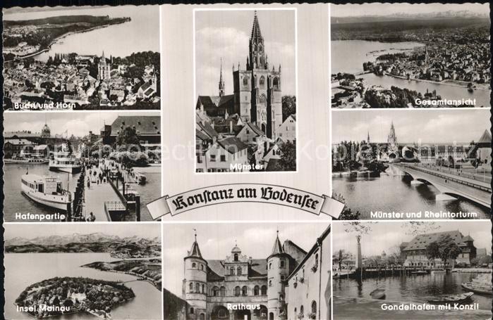 Konstanz Bodensee Bucht Horn Hafenpartie Insel Mainau Rathaus Muenster