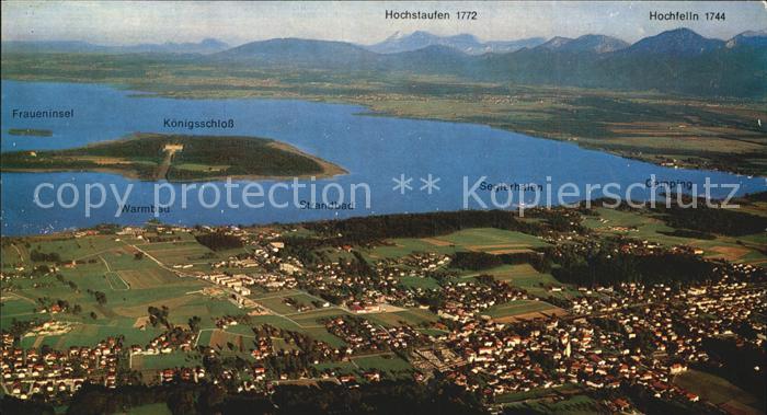 Prien Chiemsee Fliegeraufnahme Warmbad Strandbad Seglerhafen