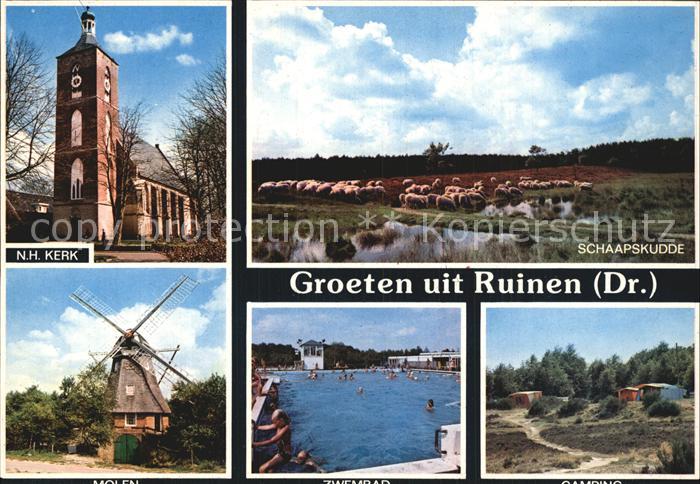 Ruinen Schafsherde Kirche Muehle Freibad Campingplatz