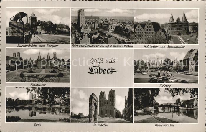 LueBECK  CITY Burgtor Bruecke Petrikirchturm St Marien Rathaus Hostentor Salzspe