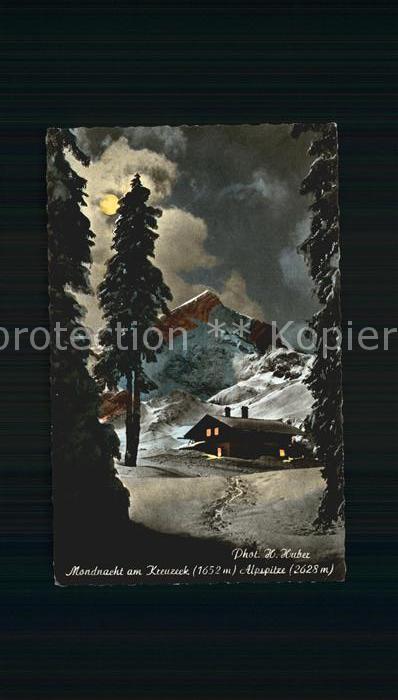 GARMISCH-PARTENKIRCHEN Bayern Mondnacht am Kreuzeck mit Alpspitze