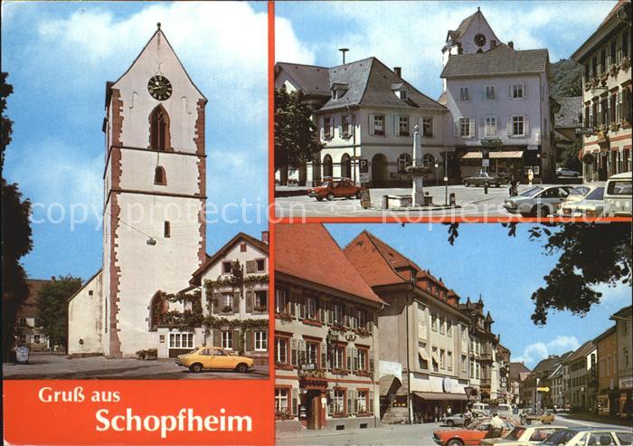 Schopfheim Kirche Marktplatz Strassenpartie