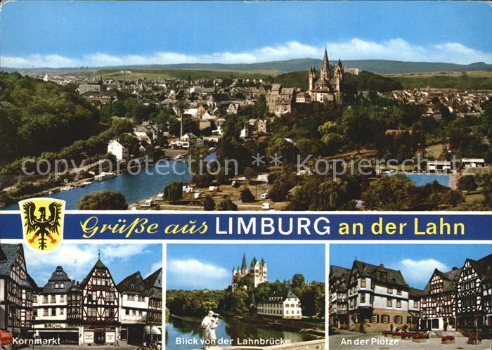 Limburg Lahn Panorama Kornmarkt Blick von der Lahnbruecke An der Ploetze
