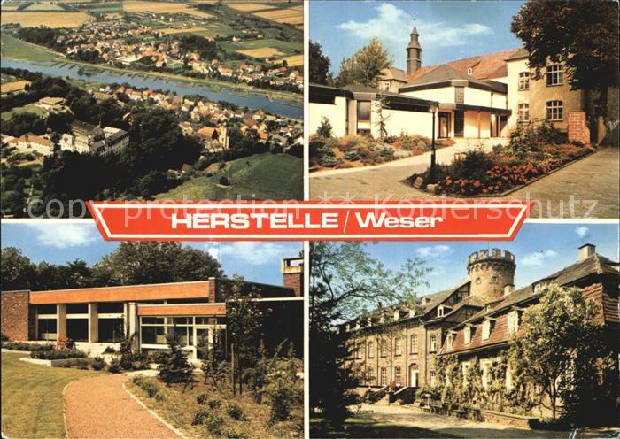 Herstelle Weser Panorama Abtei vom hl Kreuz mit Burg