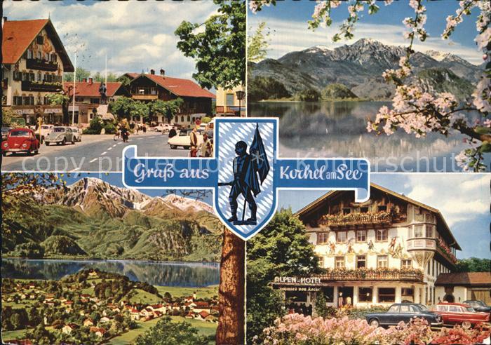 Kochel See Teilansicht See Panorama Alpen Hotel