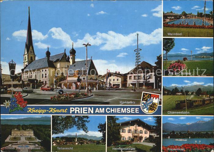 Prien Chiemsee Marktplatz Kirche Warmbad Schaere Chiemseebahn Schloss Herrenchie
