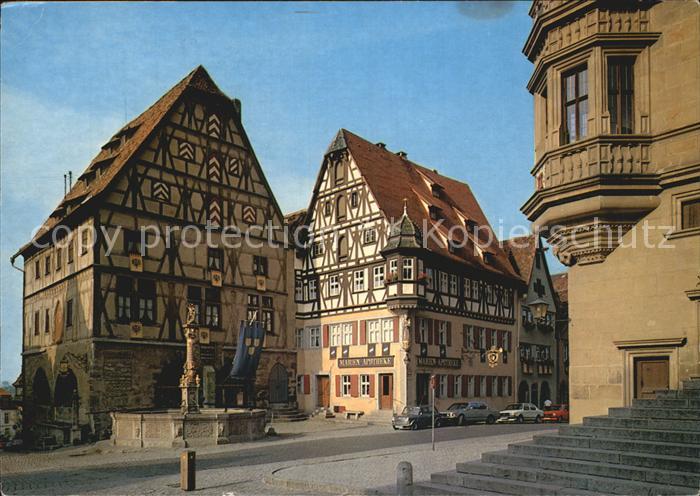Rothenburg Tauber Reichsstaedt Fleisch und Canzhaus mit St Georgsbrunnen Jagsthe