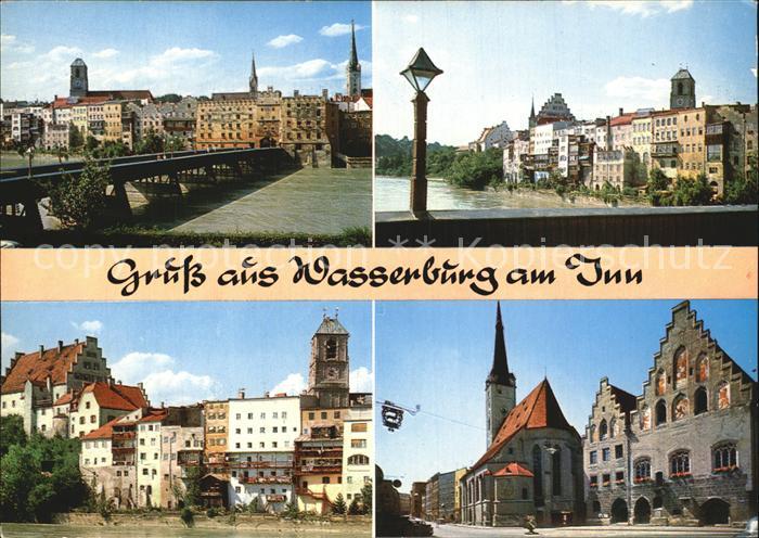 Wasserburg Inn Bruecke Teilansicht Kirche Rathaus
