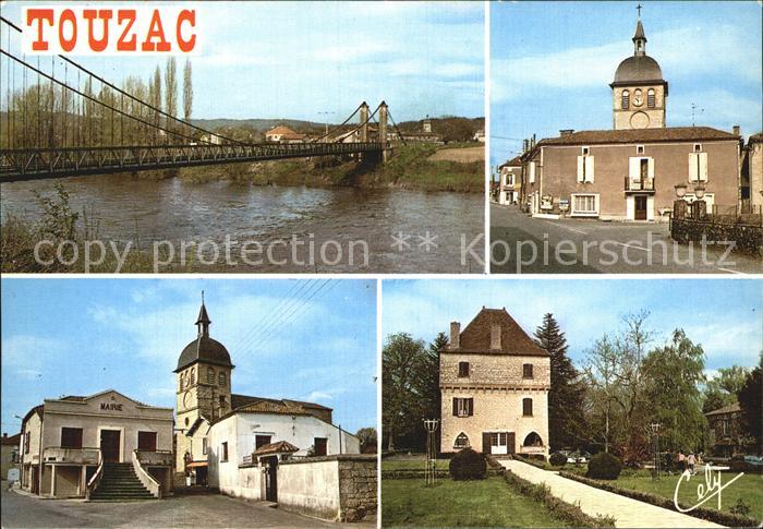Touzac Lot Le Pont La rue principale La Mairie et l'Eglise La source Bleue Resid
