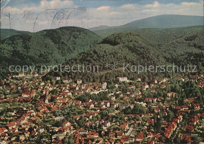 Bad Harzburg mit Burgberg und Brocken Fliegeraufnahme