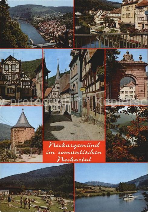 Neckargemuend Total Bruecke Dorfmotive Turm Schwimmbad Neckarpartie