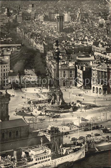 Barcelona Cataluna Monumento a Colon y Ramblas