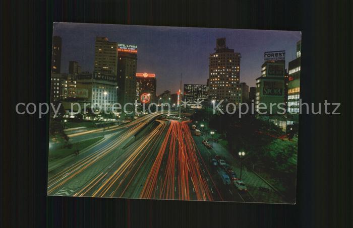 São Paulo Anhangabau Valley and Bandeiras Square by night