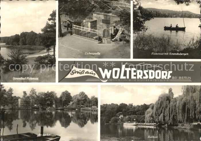 Woltersdorf Erkner Strandbad Liebesquelle Flakensee mit Kranichsbergen An der Sc