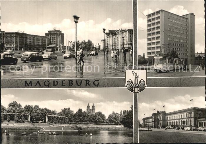 MAGDEBURG CITY Teilansicht Strassenbahn Elbepartie Rathaus
