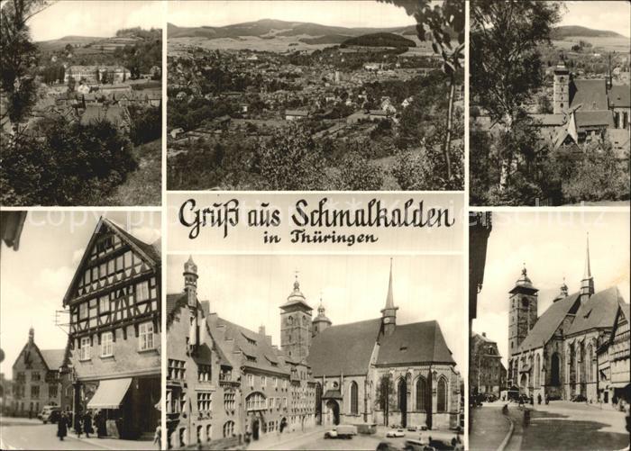 Schmalkalden Thueringen Total und Teilansichten Fachwerkhaus Markt Rathaus Kirch