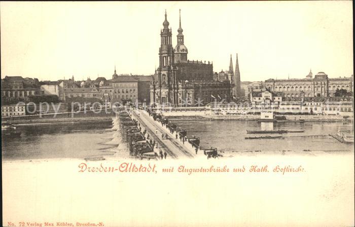 DRESDEN Elbe Altstadt Augustusbr?cke Katholische Hofkirche