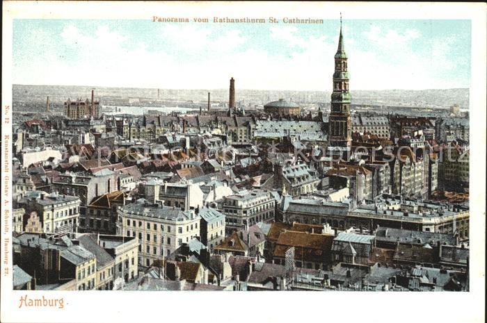 HAMBURG  CITY Panorama Rathausturm Sankt Catharinen