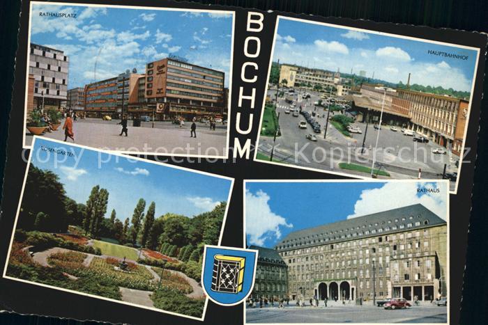 BOCHUM  CITY Hauptbahnhof Rosengarten Rathaus