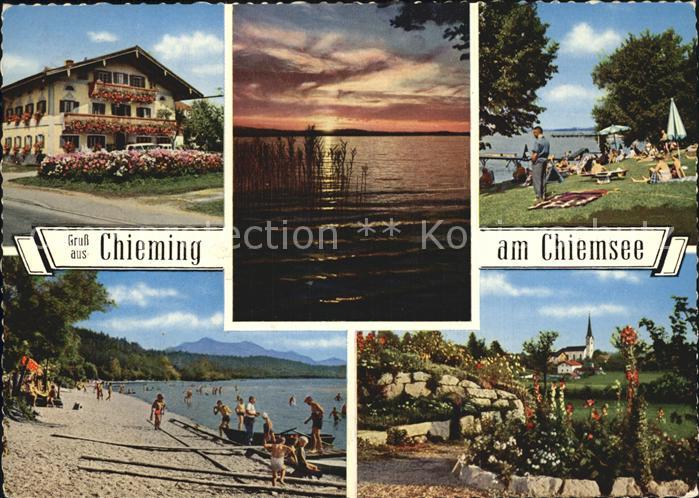 Chieming Chiemsee Strand Liegewiese Kirche