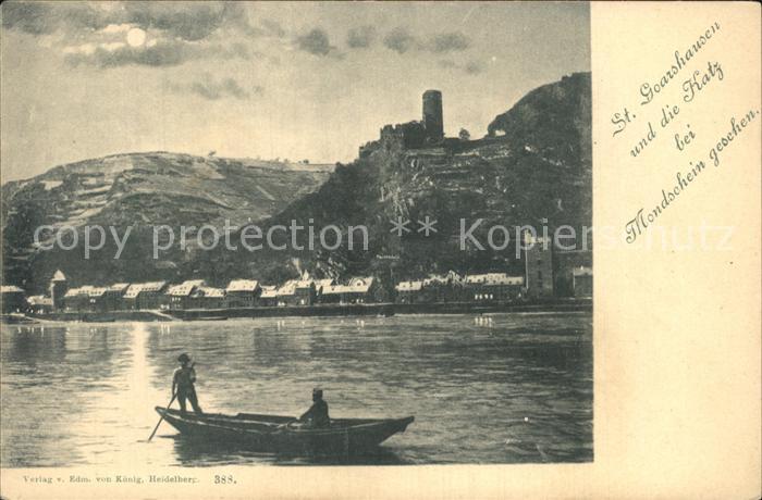 St Goarshausen mit Katz bei Mondschein