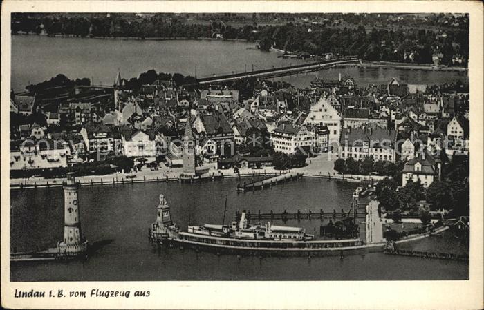 Lindau Bodensee Hafeneinfahrt Fliegeraufnahme